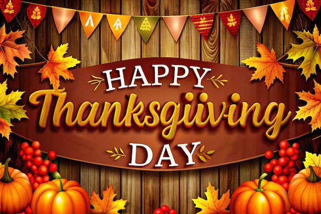 Photo flat text illustration for thanksgiving day celebration