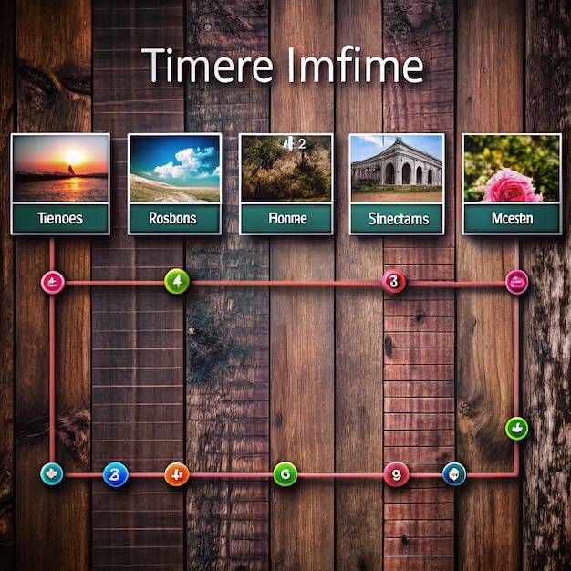 Photo flat timeline infographic template