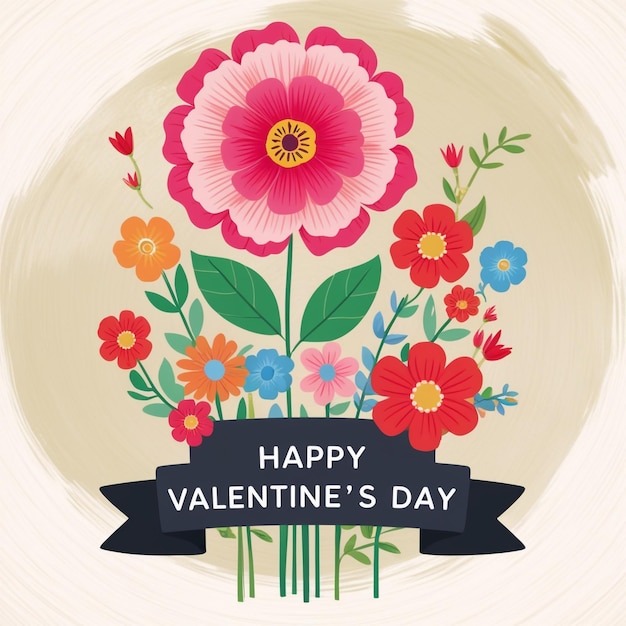 Photo flat valentines day flowers illustration