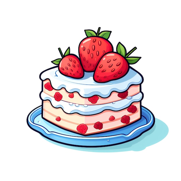 Photo flat vector icon kawaii cake white background