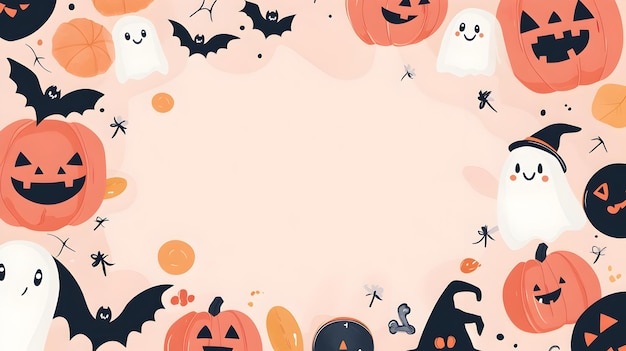 Flat vector illustration of adorable Halloween characters baby vampires tiny ghosts cartoon