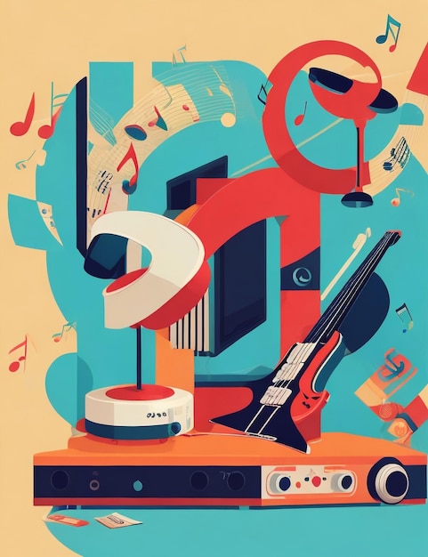 Photo flat vector illustration on world music day