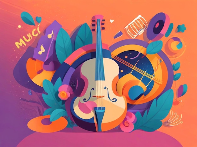 Photo flat vector illustration on world music day