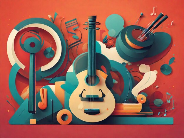 Photo flat vector illustration on world music day