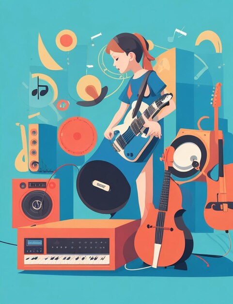 Photo flat vector illustration on world music day