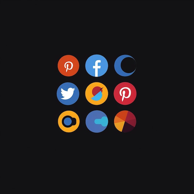 Photo flat vector logo of social networks simple minimal black background by ivan chermayeff