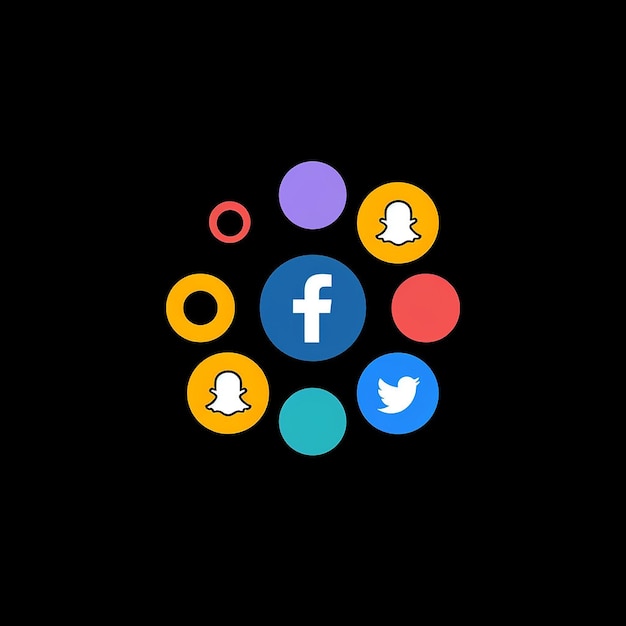 Photo flat vector logo of social networks simple minimal black background by ivan chermayeff