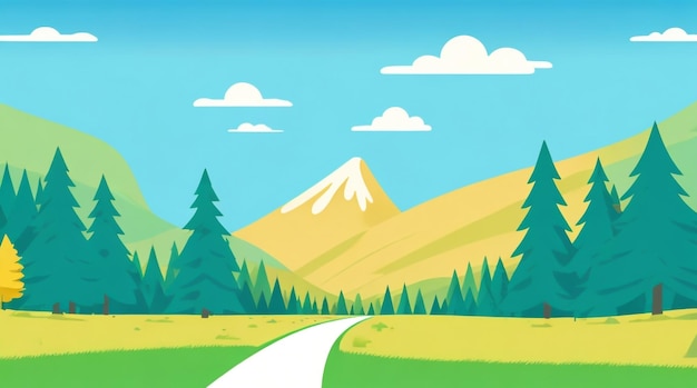 Flat Vector Summer Landscape Illustration