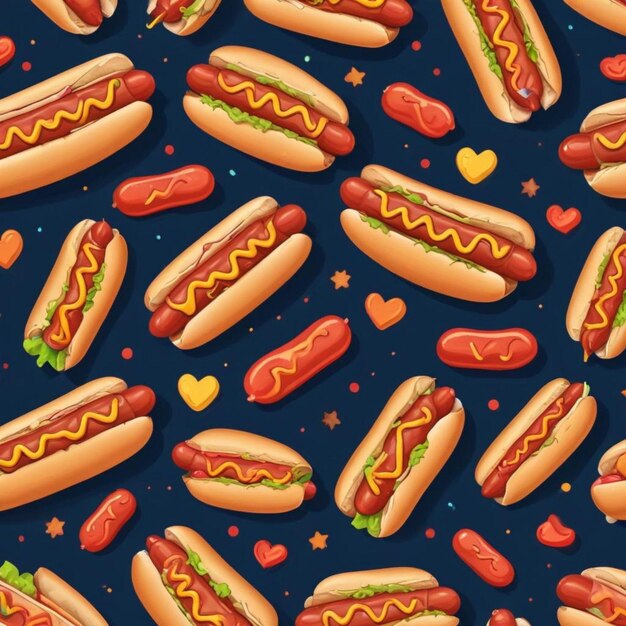 Flat vector tasty italian hot dog seamless pattern