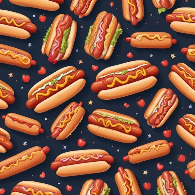 Flat vector tasty italian hot dog seamless pattern