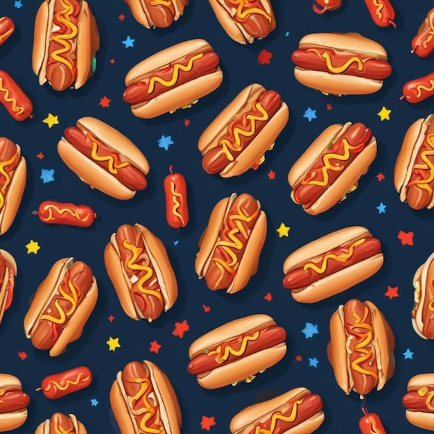 Flat vector tasty Italian hot dog seamless pattern