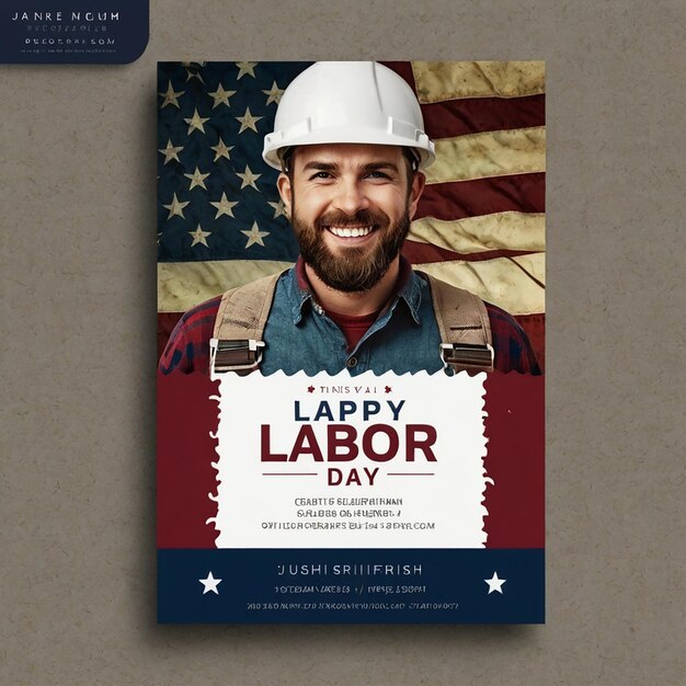 Photo flat vertical flyer template for labor day celebration