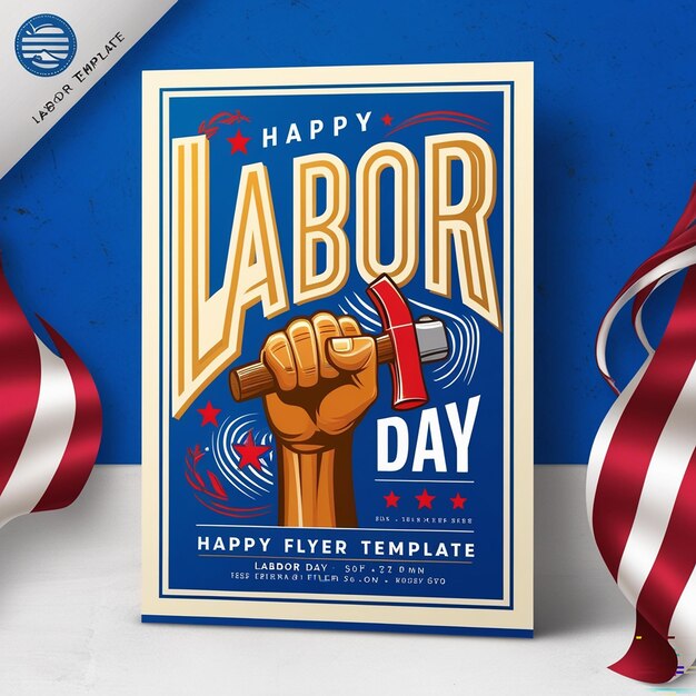 Flat vertical flyer template for labor day celebration