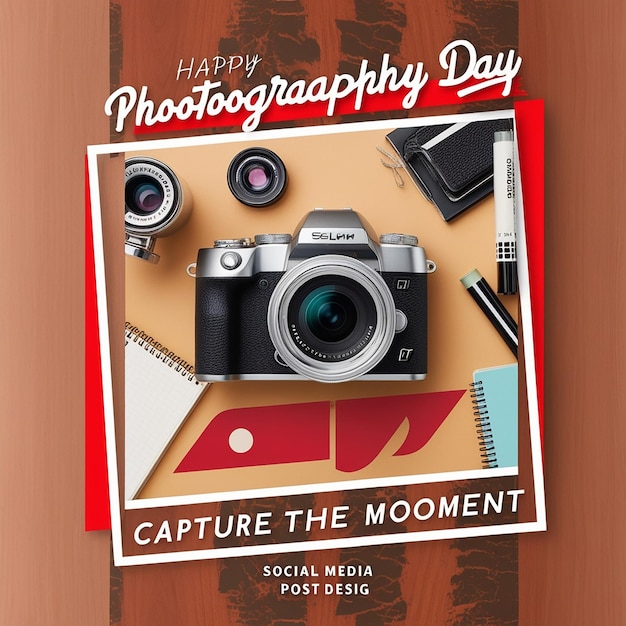 Photo flat vertical poster template for world photography day celebration