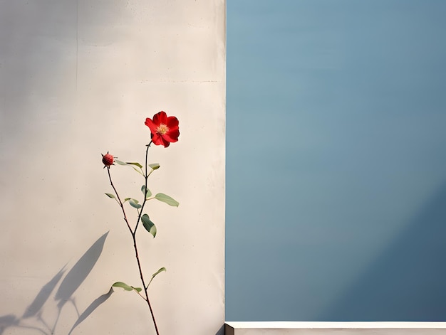 flat wall background with flowers on the side