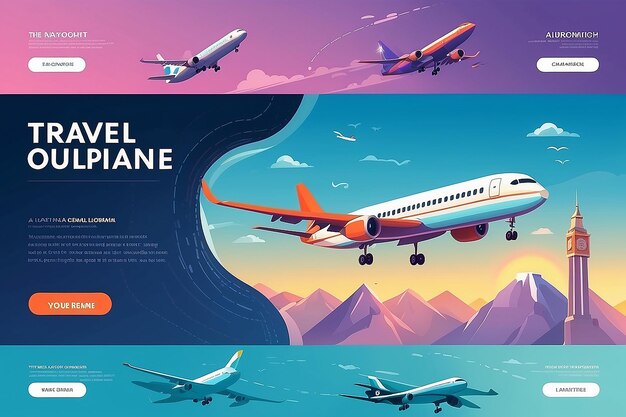 Photo flat web banner on the theme of travel by airplane vacation adventure flight in the stratosphere