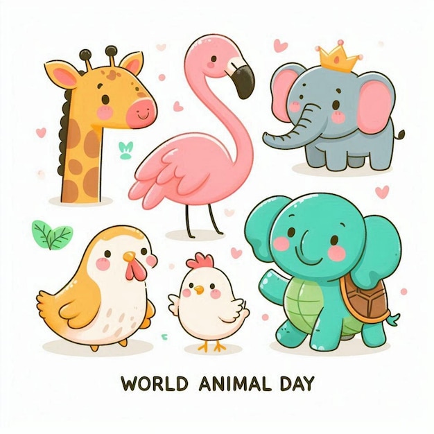 Flat world animal day illustration