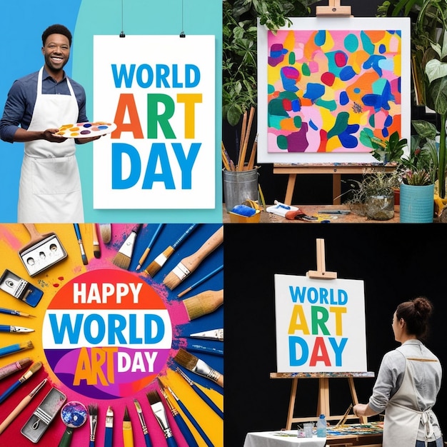 Photo flat world art day instagram posts collection