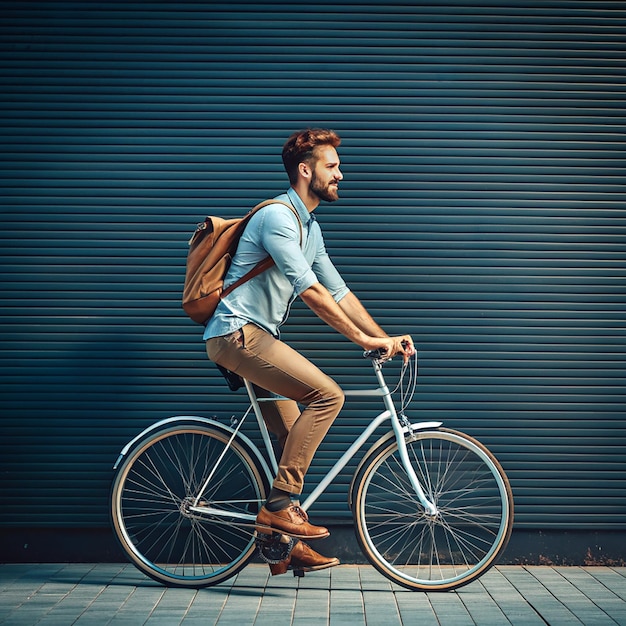 Photo flat world bicycle day background with people riding bikes world bicycle day background with a man riding