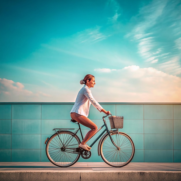 Photo flat world bicycle day background with people riding bikes world bicycle day background with a man riding