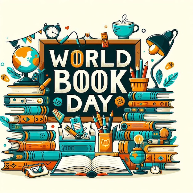 Flat world book day lettering