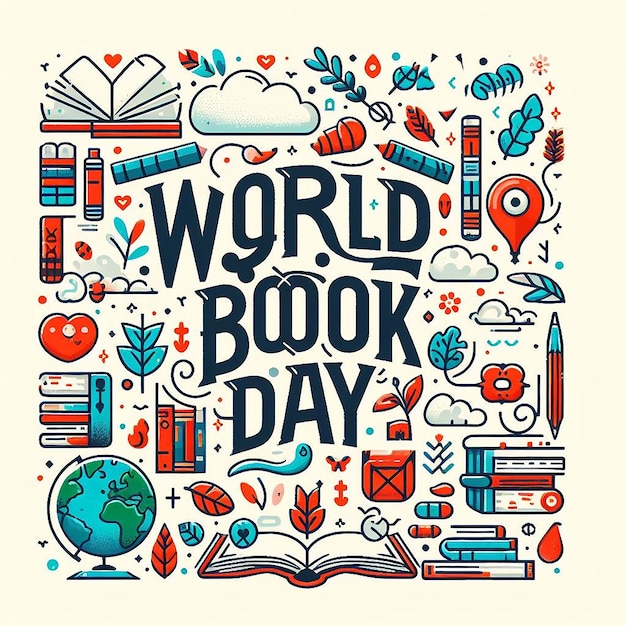 Flat world book day lettering