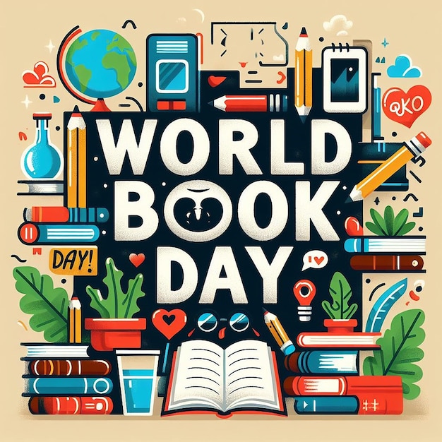 Flat world book day lettering