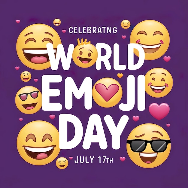 flat world emoji day illustration