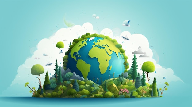 Flat world environment day illustration realistic detail