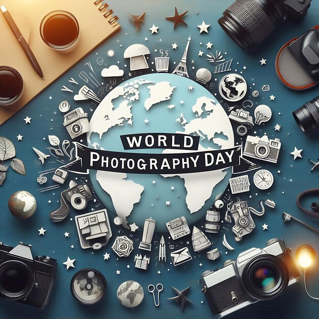 Photo flat world photography day background