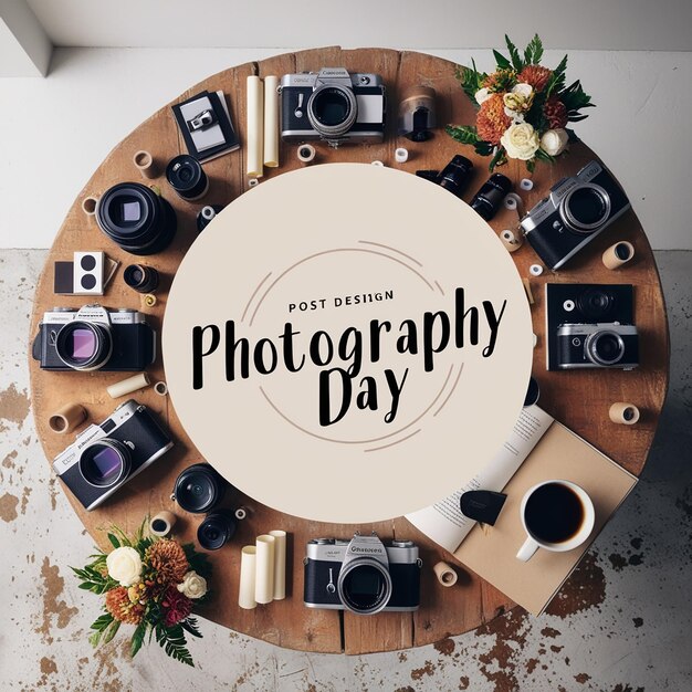 Photo flat world photography day social media post template