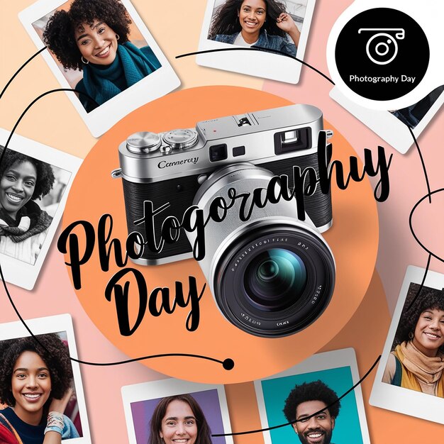 Photo flat world photography day social media post template