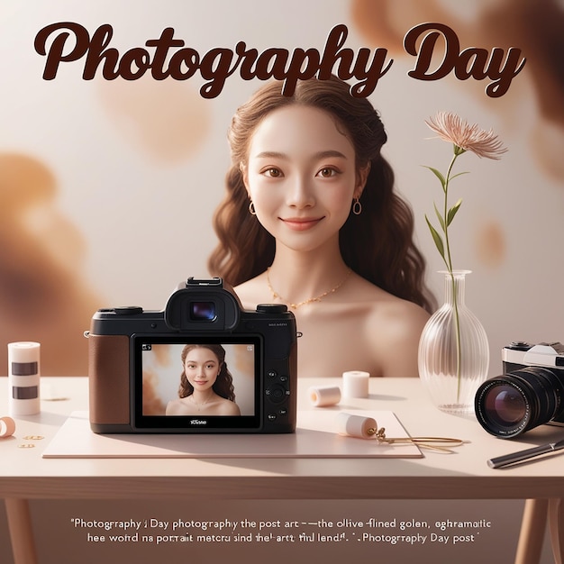 Flat world photography day social media post template