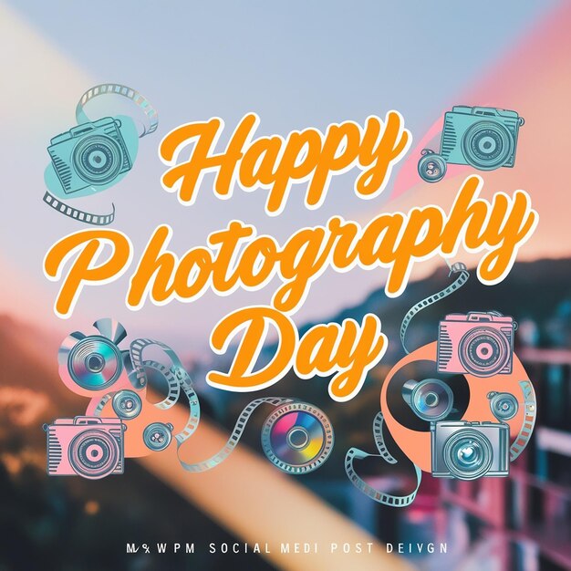 Photo flat world photography day social media post template