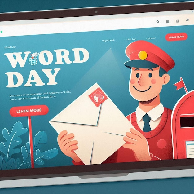 Photo flat world post day landing page template