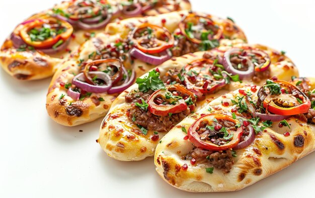 Flatbreads on the white background professional advertising food photo ai generated