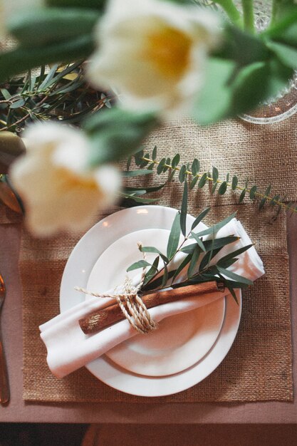 Flatlay Outdoor Wedding Table Decoration