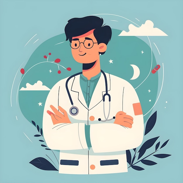 Flatstyle handdrawn doctor character