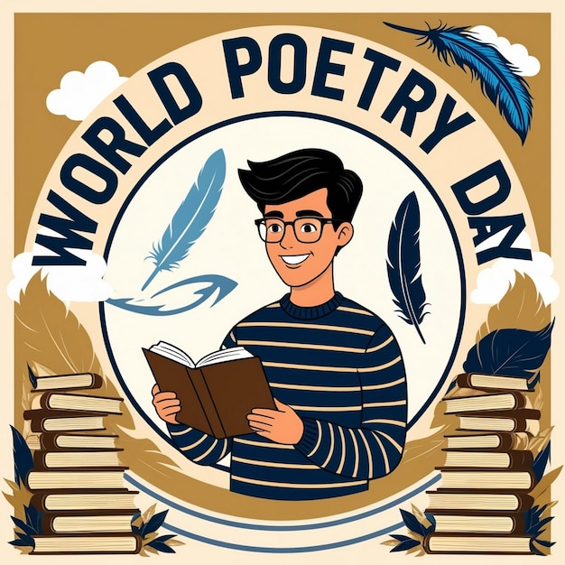 Photo flatstyle illustration for world poetry day