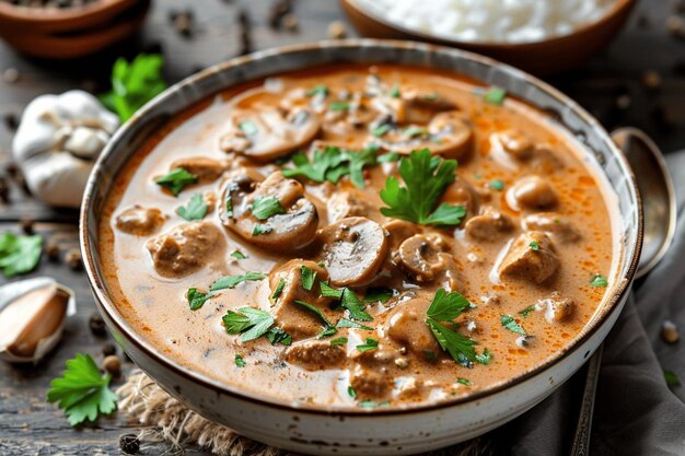 Photo flavorful beef stroganoff