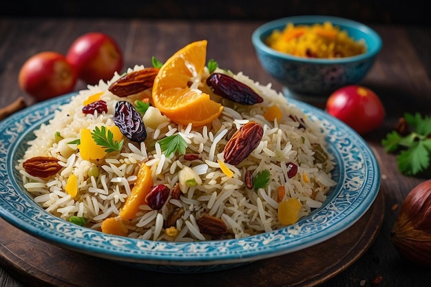 Photo a flavorful kashmiri pulao with mixed dried fruits