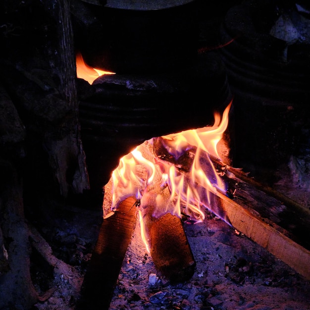 Flavors of the Past. Coals in a Traditional Clay Cooking Stove