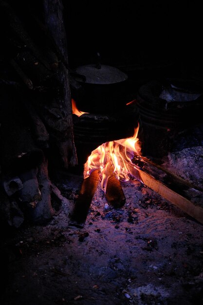 Flavors of the Past. Coals in a Traditional Clay Cooking Stove