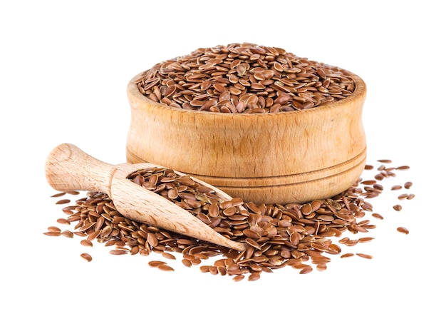 Flax seeds isolated on white background