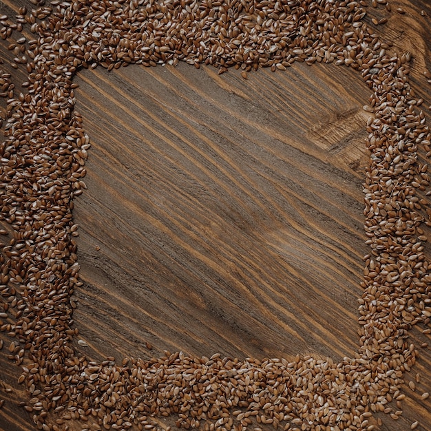 flax seeds on the wooden table