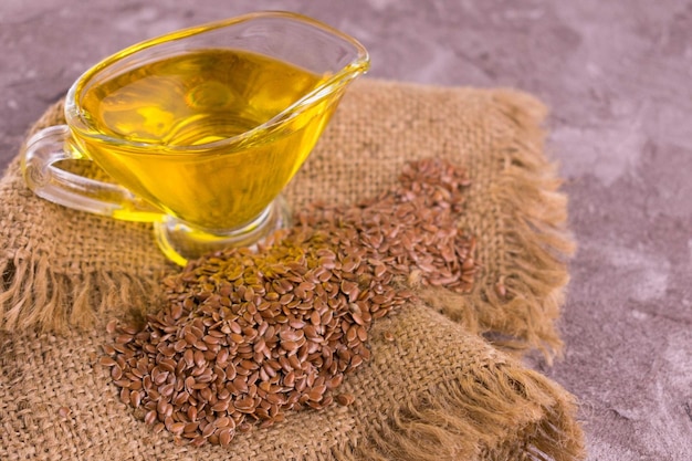 Flaxseed oil rich in omega 3. The concept of useful products.