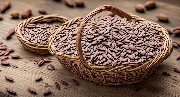 Flaxseed seed in a beautiful basket ai generation