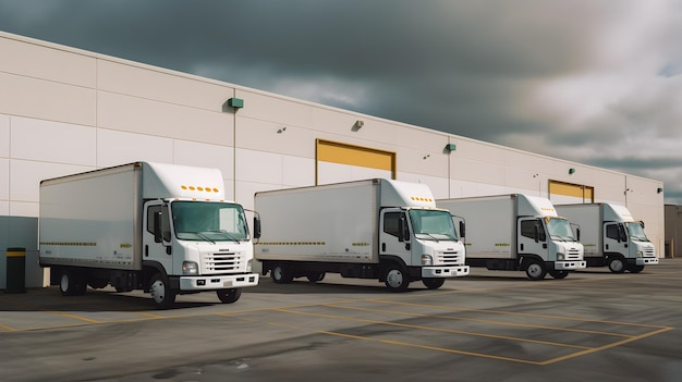 a fleet of medium duty electric delivery truck parked