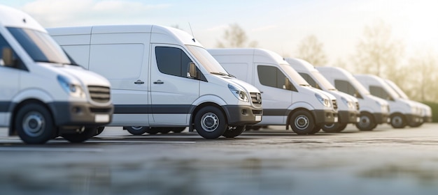 Fleet of white delivery vans ready for efficient and timely deliveries