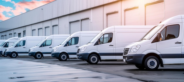 Fleet of white delivery vans ready for efficient and timely deliveries